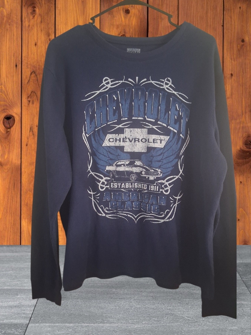 Chevrolet Men's Long Sleeve Graphic Tee — Navy
